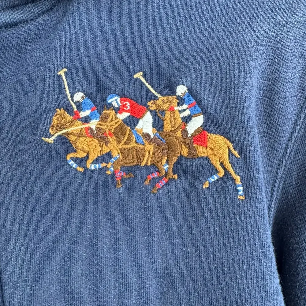 Polo‎ Ralph Lauren Pony Embroidered Full Zip Hoodie Youth Boys 7 Navy Blue